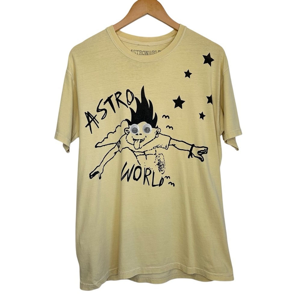 Travis Scott Astroworld Look Mom I Can Fly T Shirt Sz Medium Yellow Short Sleeve